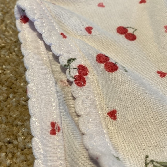 Laura Ashley Top White Red Cherry Heart AOP Cotton Modal M - Picture 7 of 8